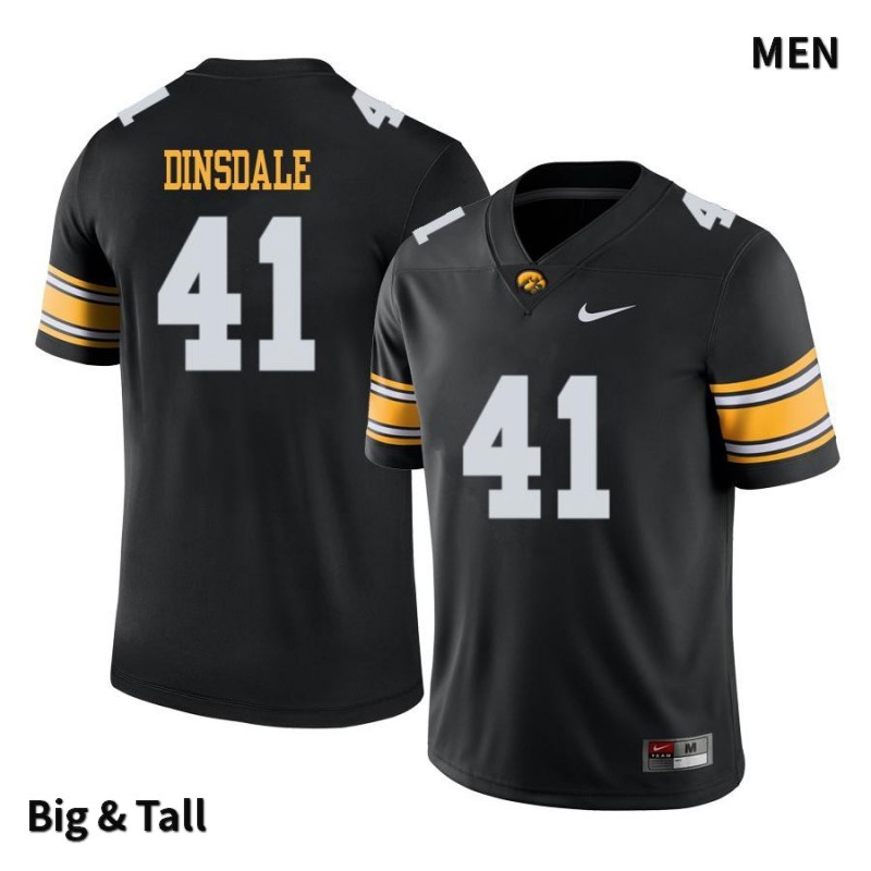 Men's Iowa Hawkeyes NCAA #41 Colton Dinsdale Black Authentic Nike Big & Tall Alumni Stitched College Football Jersey PQ34D76NS